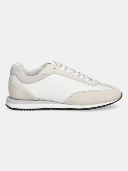 Calvin Klein Usnjene superge RUNNER LACE UP LTH SUE MIX bela