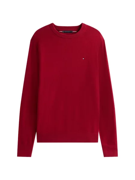 Pulover Tommy Hilfiger cu broderie cu decolteu rotund roșu