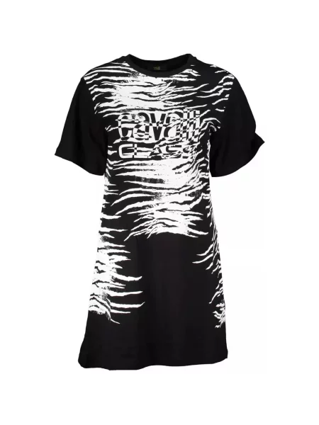 Sukienka mini Cavalli Class z nadrukiem elegancka czarna