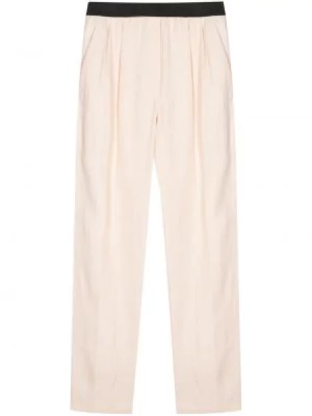 Pantaloni Loulou Studio plisate din țesătură twill roz