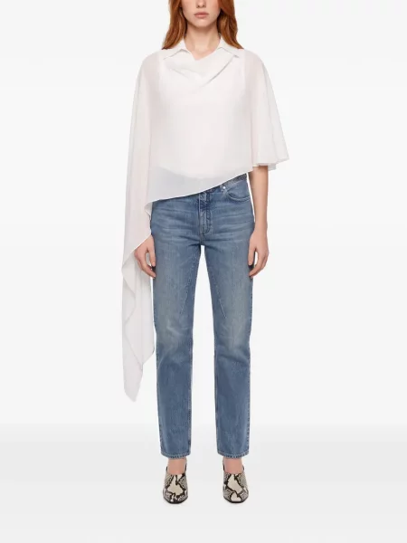 Poncho Antonelli asimetric drapate alb