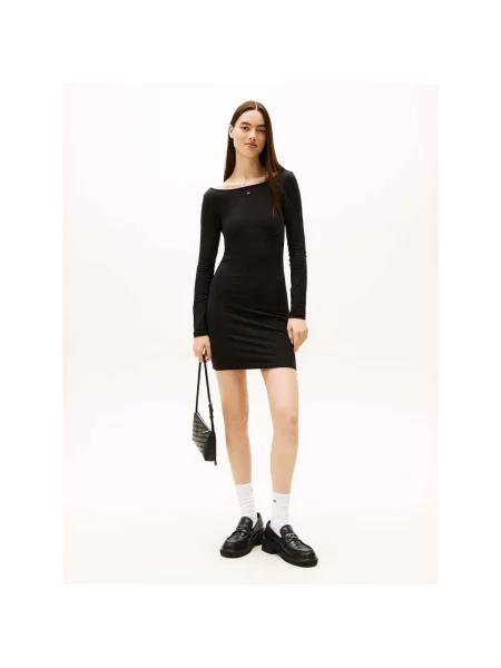 Rochie din denim Tommy Jeans negru