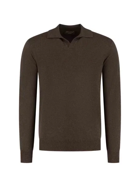Lung tricou polo Doriani Cashmere din cașmir maro