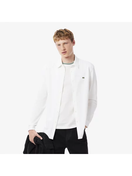 Lacoste Koszula Slim Fit Z Bawełny Piqué biały