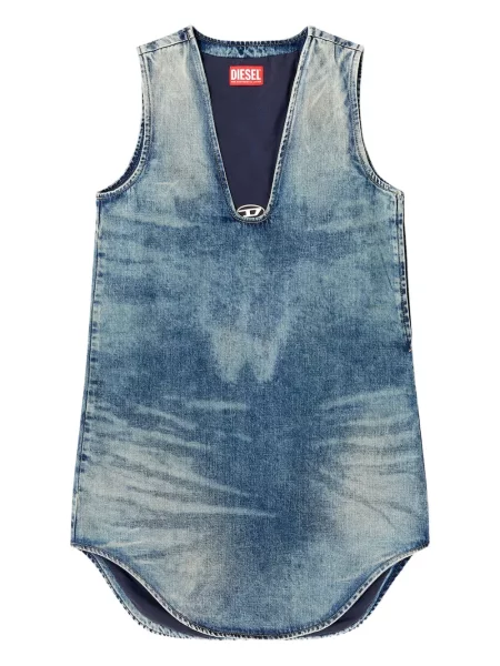 Rochie din denim Diesel fără mâneci de costum albastru