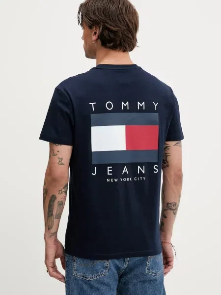 Тениска Tommy Jeans с принт тъмносиньо