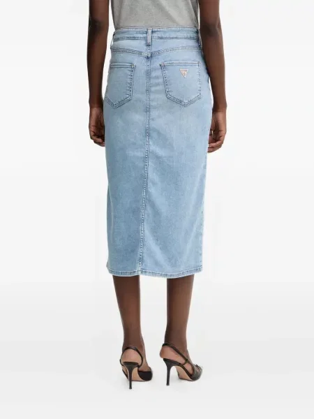 Fustă midi Guess albastru