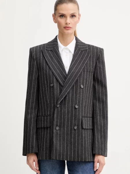 MAX&Co. jachetă cu lână oversize cu imprimeu gri