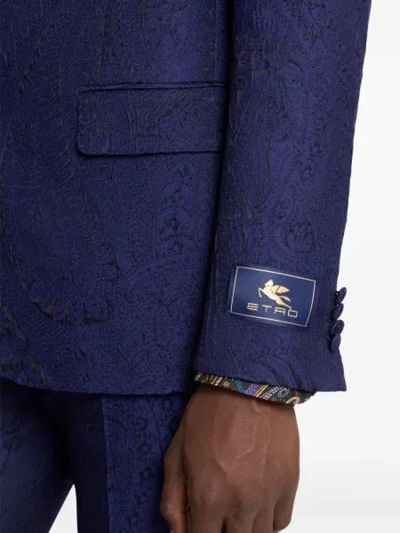 Geacă Etro cu model paisley din jacard albastru
