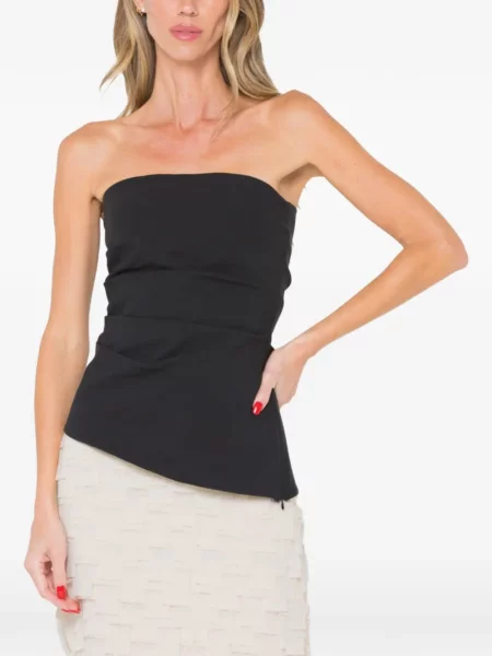 Top Jbq cu volane asimetric negru