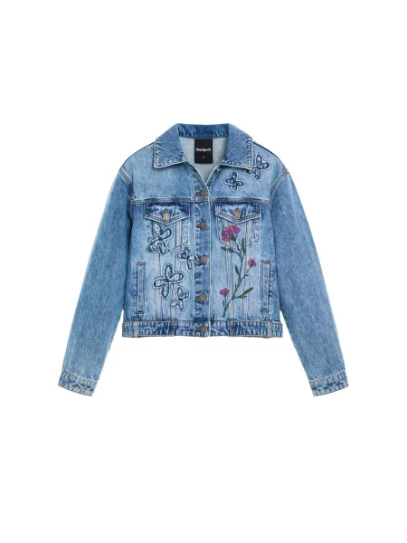 Desigual Geacă de primăvară-toamnă albastru denim / verde / lila roșu
