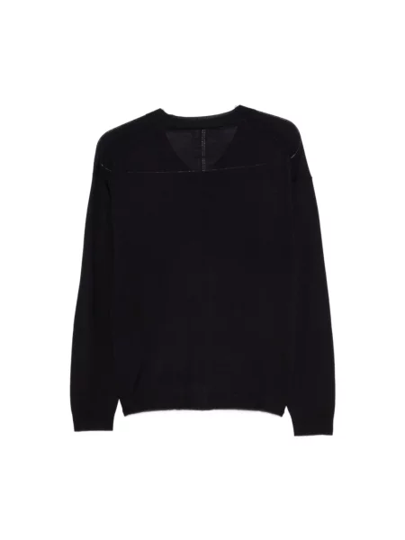 Dzianinowy sweter Semicouture z dekoltem w serek niebieski
