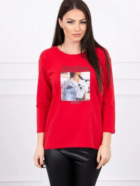 Bluză Kesi cu imagine roșu