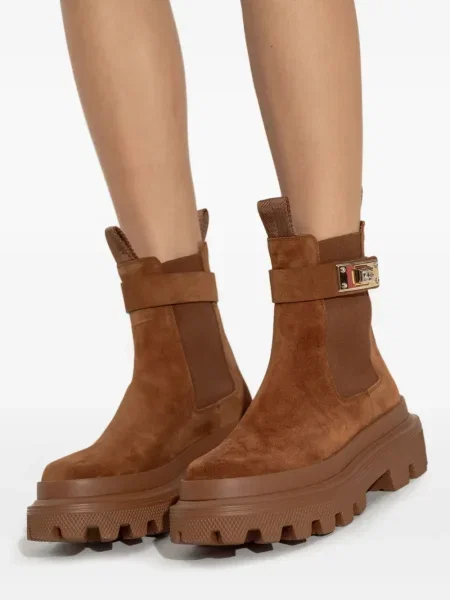 Botine chelsea Dolce & Gabbana din piele de căprioară maro