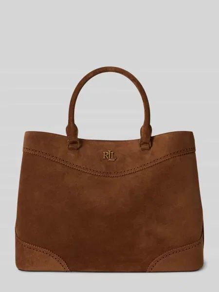 Torebka z uchwytem z detal z logo model MARCY' Lauren Ralph Lauren brązowa