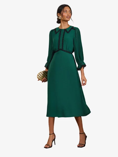 Love & roses Rochie verde pin negru