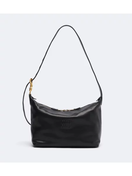 Top Miu Miu din piele negru