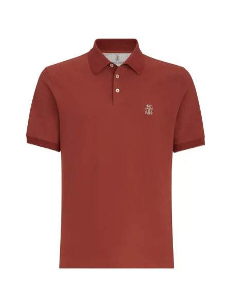 Tricou polo Brunello Cucinelli cu autograf portocaliu