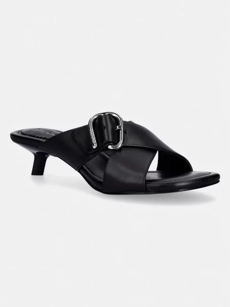 Кожаные шлепанцы Hugo на низком каблуке