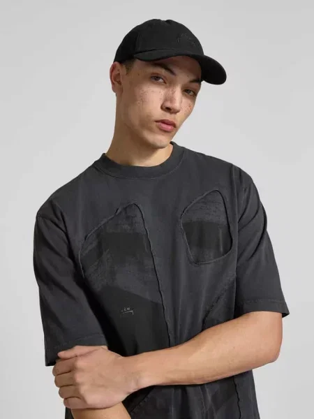 T-shirt z prążkowanym okrągłym dekoltem A-cold-wall* czarna