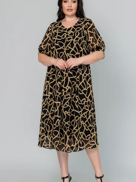 Платье миди All Posa коричневое