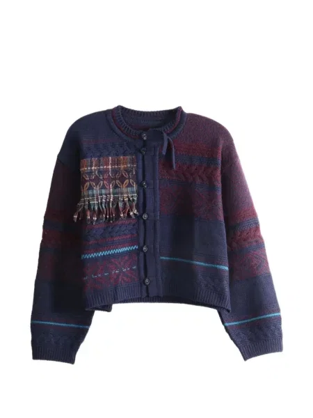 Cardigan Y's cu franjuri albastru