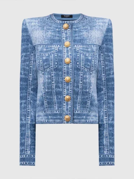 Кардиган в жакардовий візерунок Balmain синій