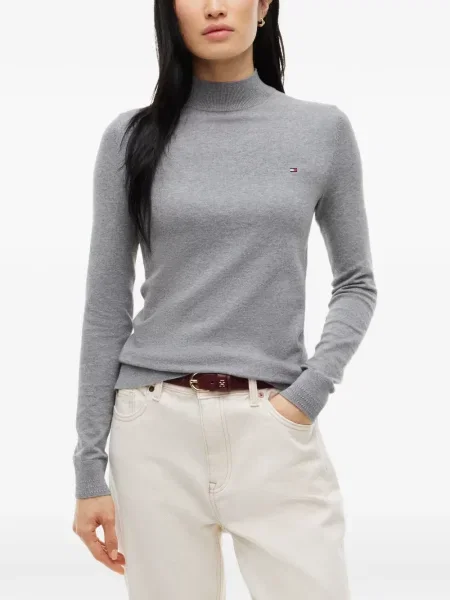 Pulover Tommy Hilfiger cu autograf gri