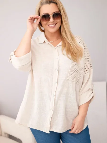 Cămașă Kesi Włoski din dantelă bej
