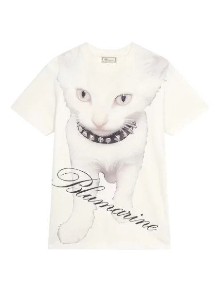 Tricou Blumarine cu imagine din jerseu alb