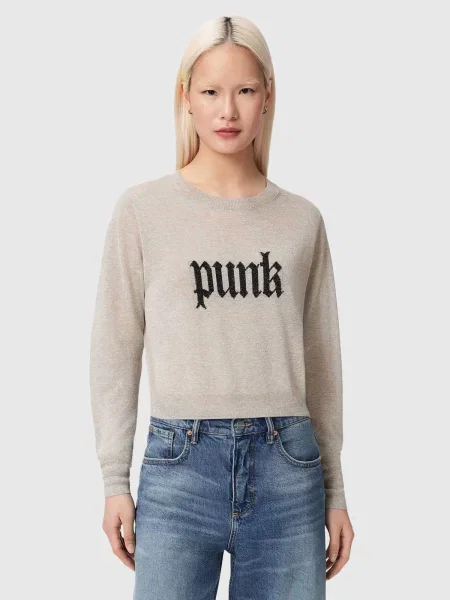 AllSaints Pulover DEETZ negru / alb lână bej