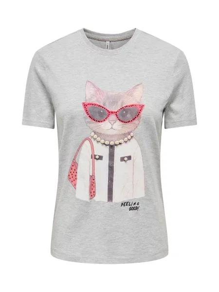 ONLY Tricou ONLBARIA gri / gri metalic / roz deschis alb