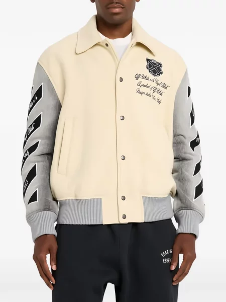 Geacă Off-white cu broderie alb