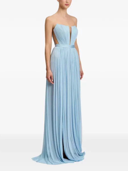 Rochie maxi Cristallini de mătase albastru