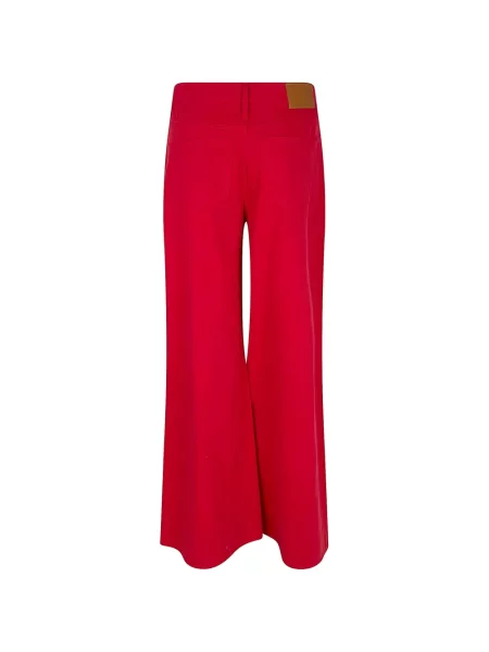 Široké plisované džínové šortky Polo Ralph Lauren s výšivkou červené