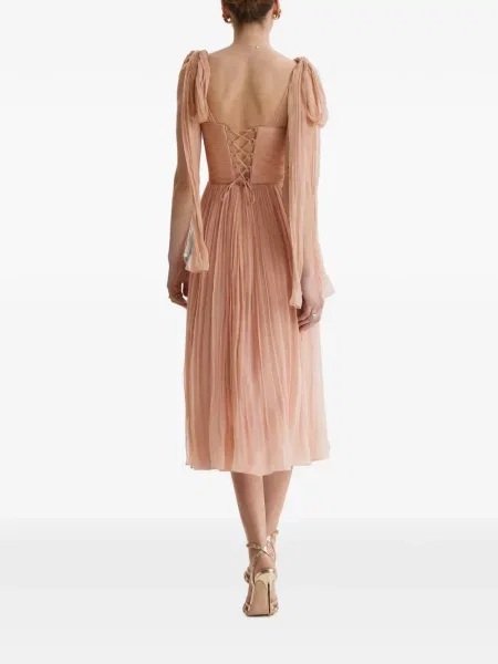Rochie midi Framboise de mătase roz
