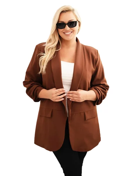 Kesi Włoski Dámska sako Plus Size elegantná hnedá čierna