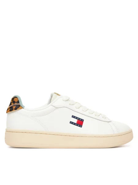 Tommy Jeans sneakersy skórzane ARCHIVE 98 LEOPARD biały