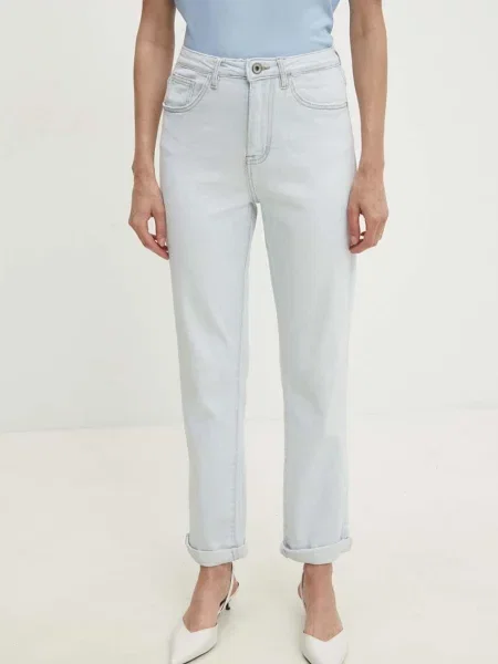 Дънки Answear Lab с висока талия синьо