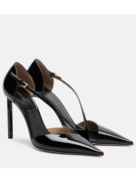 Pantofi cu toc Tom Ford din piele de lac negru