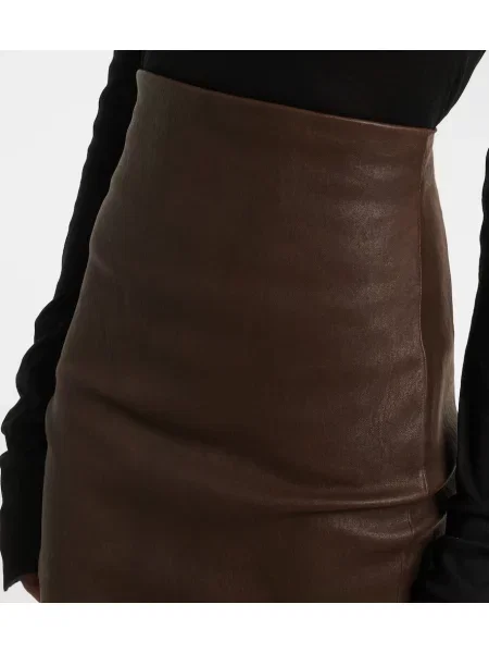 Fustă din piele Rick Owens maro