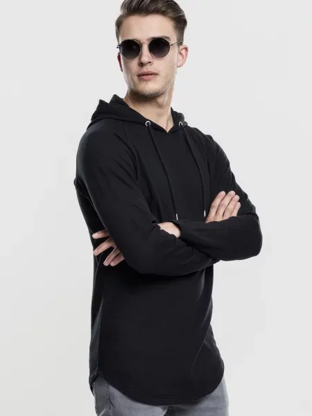 Хавлиени суичър с качулка Urban Classics черно