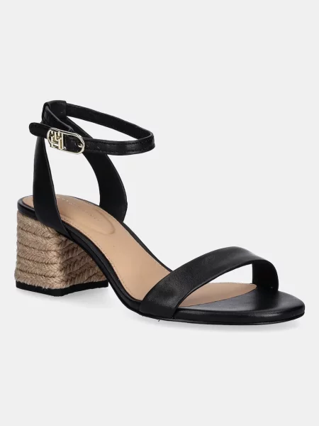 Tommy Hilfiger sandały skórzane LEATHER ANKLE STRAP ESPAD SANDAL czarny