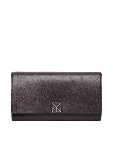 Calvin Klein Denarnica Emblem Hw Long Bifold rjava