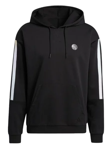 Tricou polo Adidas cu dungi alergare cu autograf negru