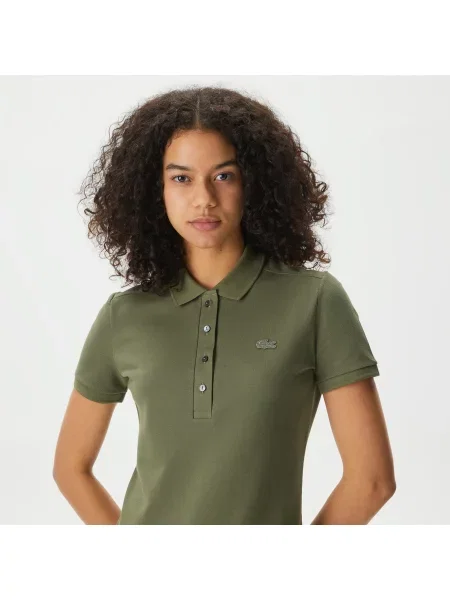 Lacoste Koszulka Polo Z Elastycznej Piki Bawełnianej Slim Fit zielony