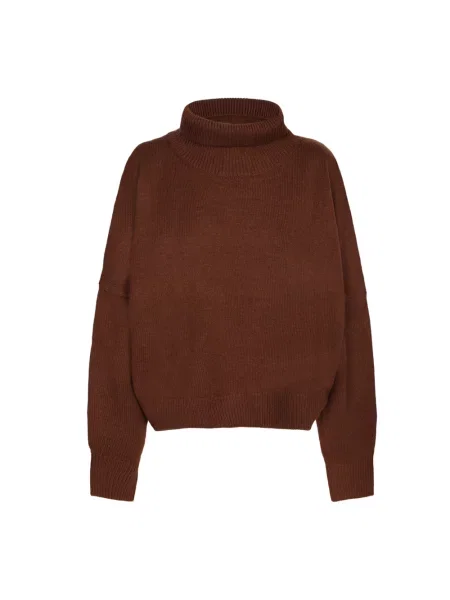 Sweter Loulou Studio ze stójką do golfa wełniany brązowy