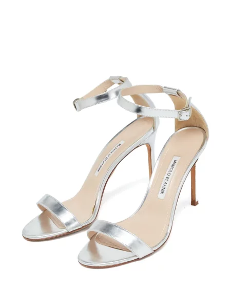 Sandale Manolo Blahnik din piele argintiu