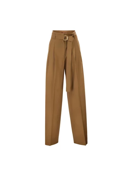 Spodnie Max Mara Studio wełniane beżowe