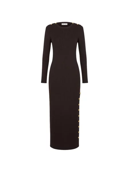 Rochie midi Blazé Milano până la genunchi de costum cu nervuri maro